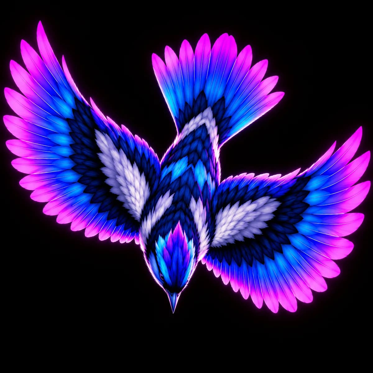 The Lark mascot seen from above, wings spread.