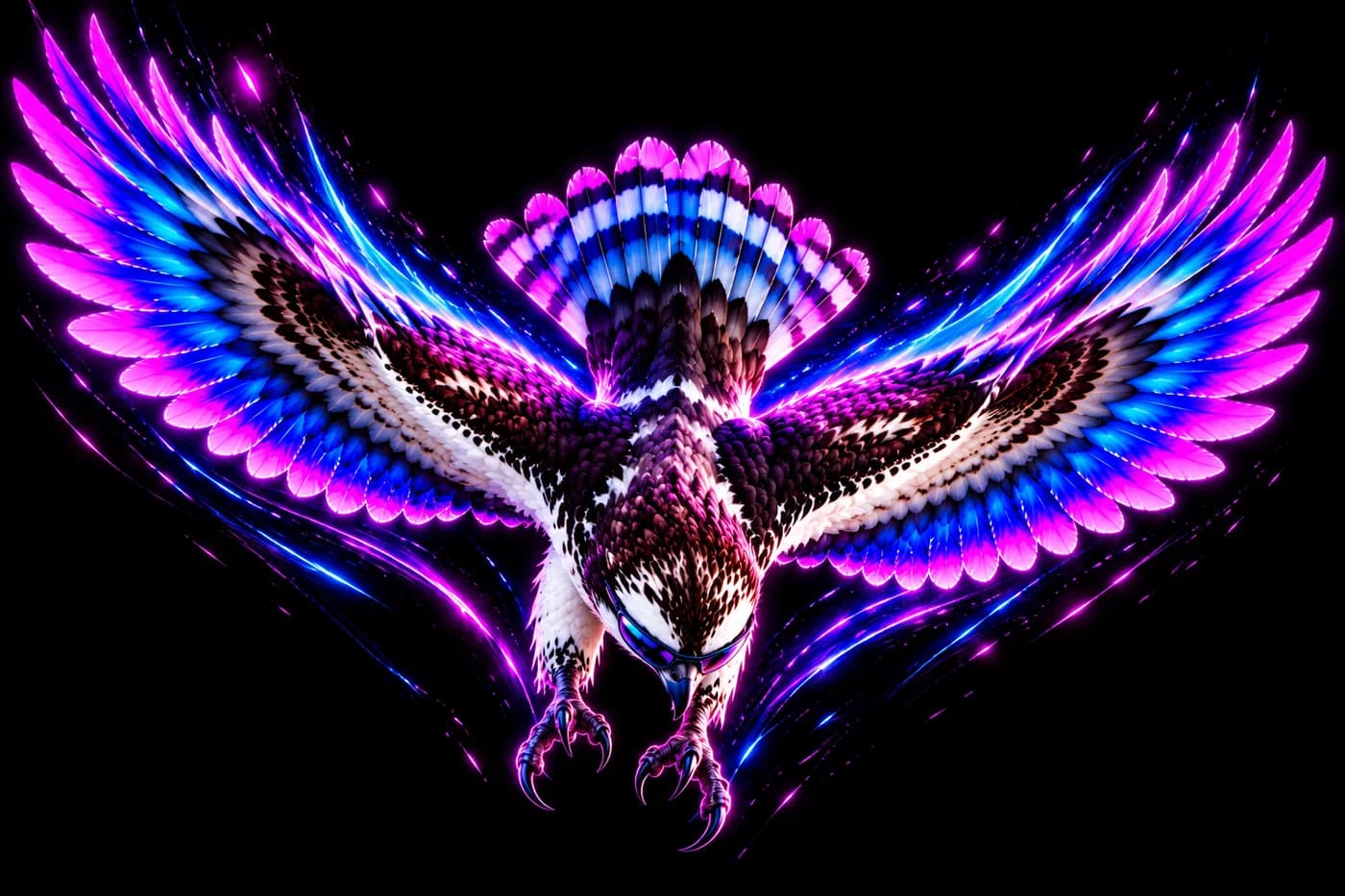 The Osprey Live mascot diving head-first, wings spread.