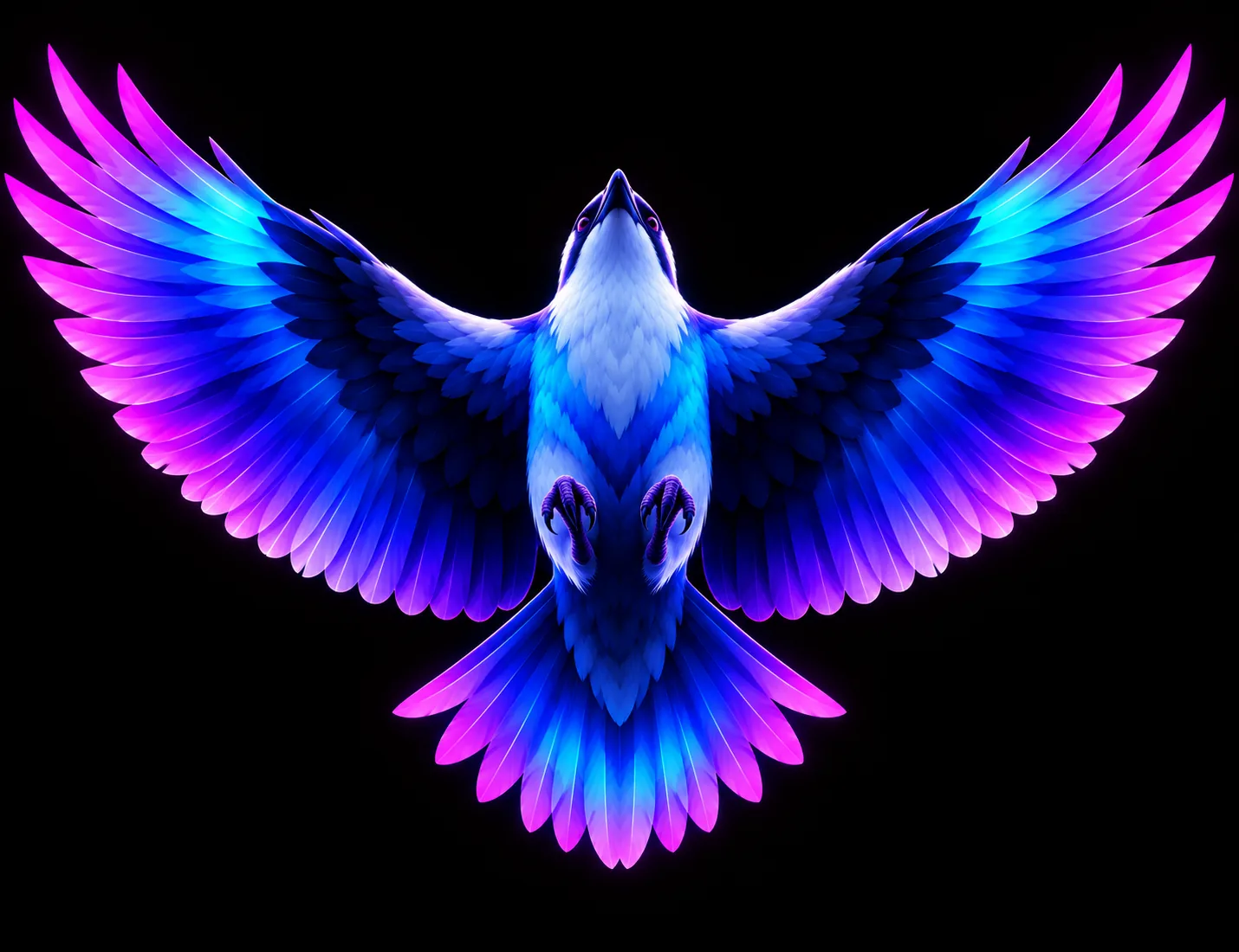 The Osprey mascot face on, wings raised and tail fanned.
